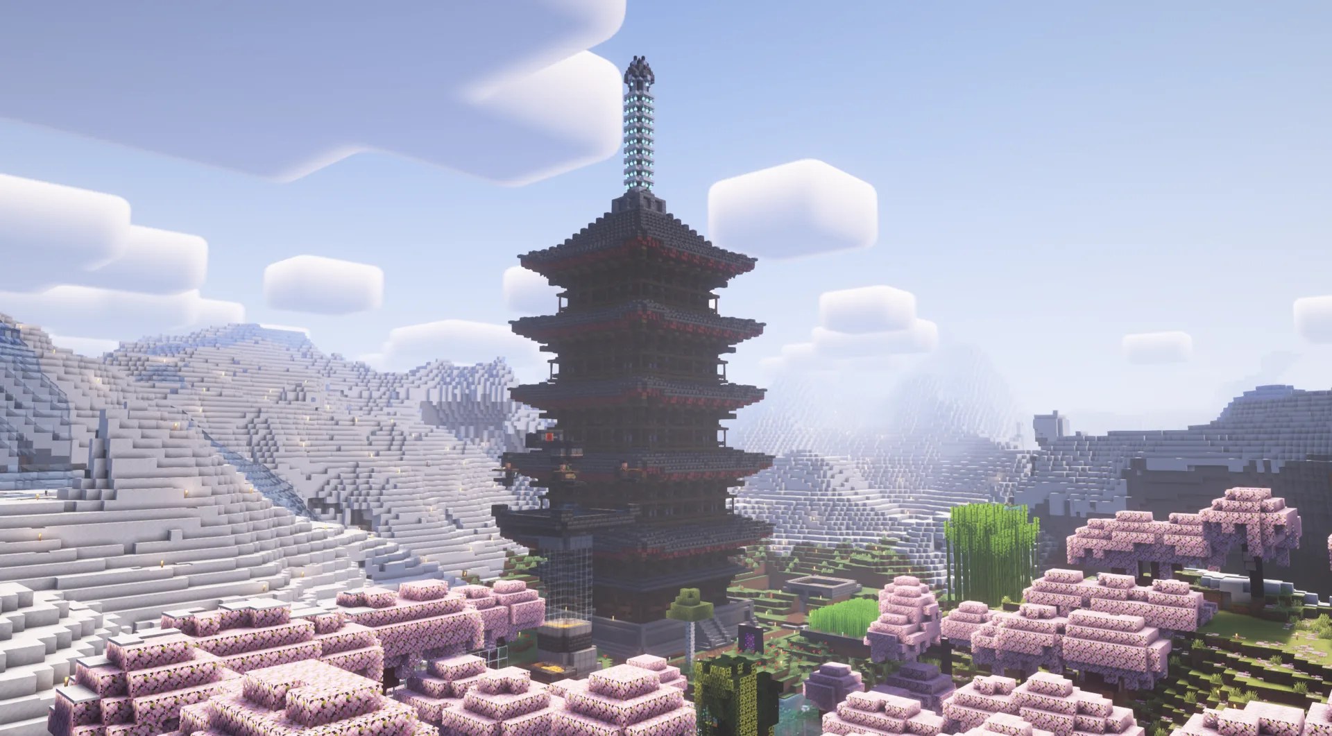 A large survival build at sunset